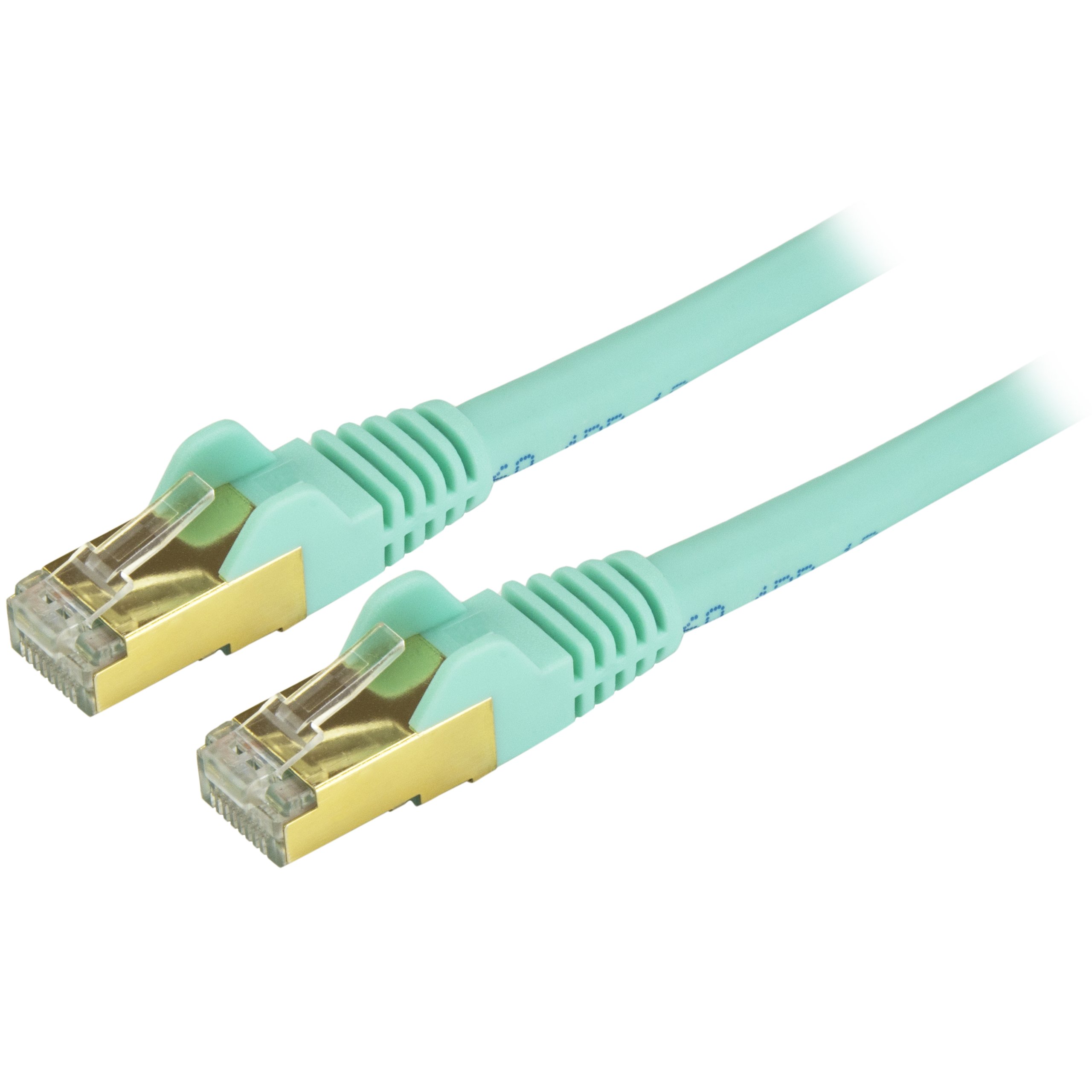 StarTech.com Cable Ethernet CAT6a de 25 pies – Cable de conexión PoE RJ45 de 100 W blindado de 10 Gigabit – Cable de red STP de 10 GbE con alivio de tensión – Aqua Fluke probado/cableado está