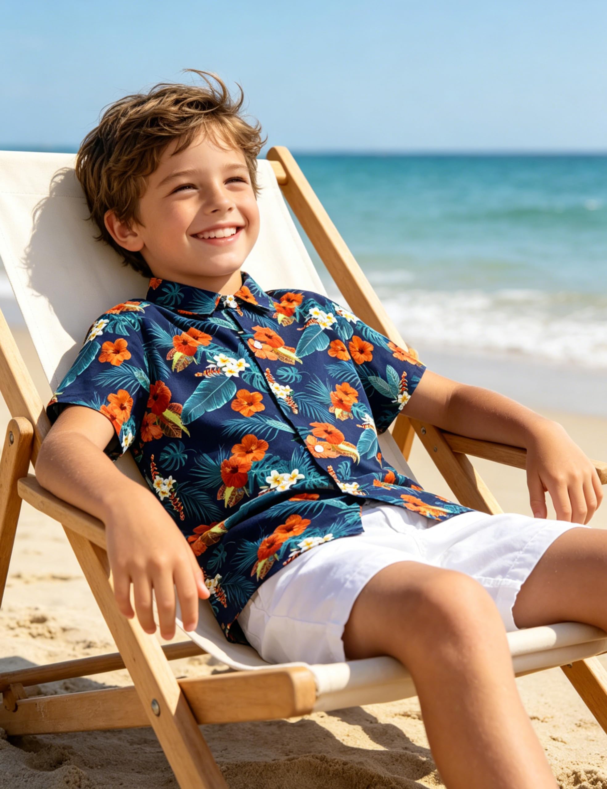 Hawaii Hemd Jungen Kurzarm, Kinder Sommer Casual Bedrucktes Strandhemd, Tropisches Blumen Button Down Freizeithemd