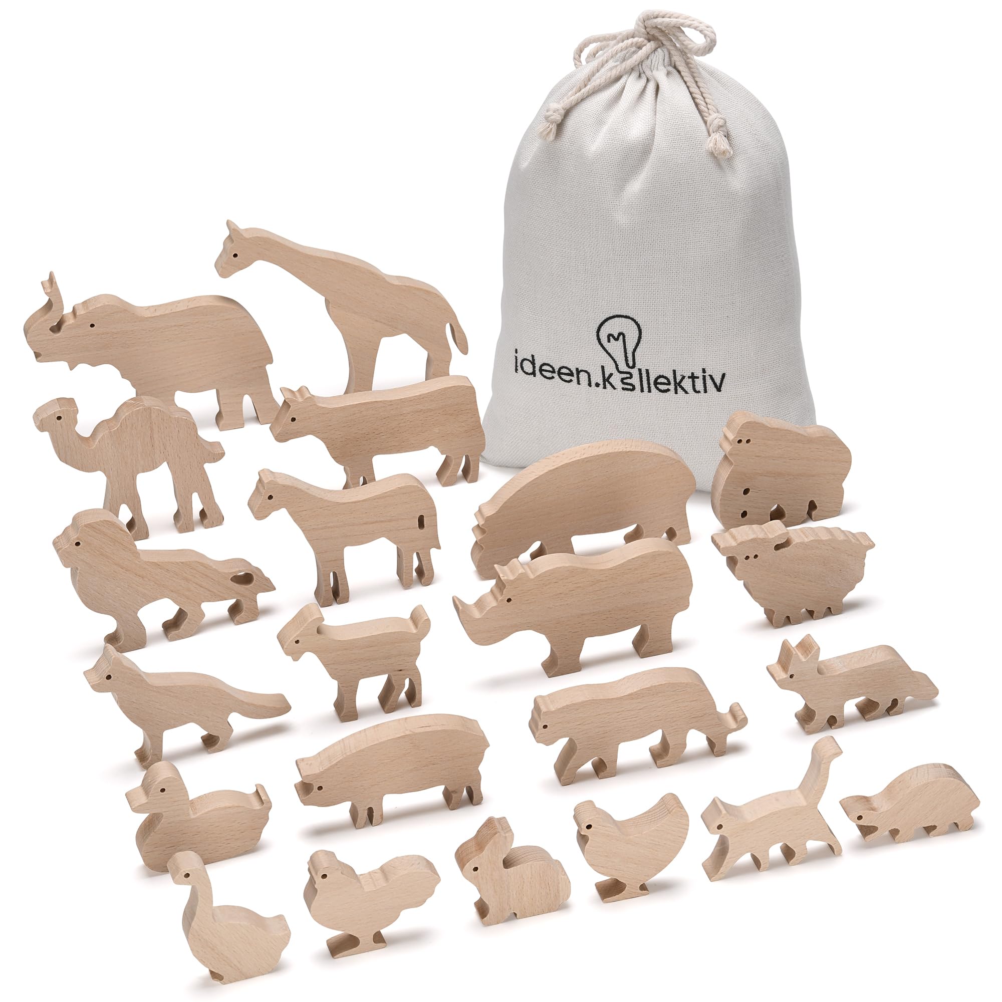 Systemische Tierfiguren aus Vollholz - Premium Stellvertreterfiguren für Familienaufstellung, Coaching, Therapie und Beratung - Familienbrett Figuren - Solution Board Figures
