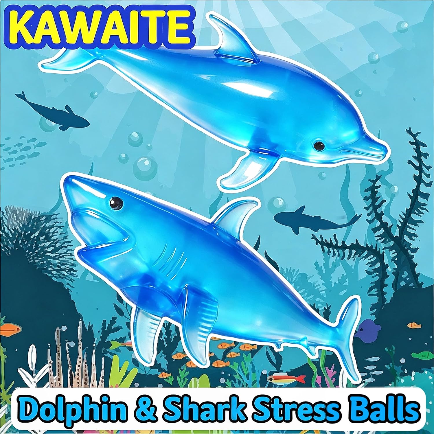 2 Pack Squishy Shark Stress Balls, Dolphin Vase Filler Squishy Ball | Shark Squishy Stress Balls for Adults, Dolphin Squishy for Vase Filler, Home Decoration, Easter Basket Stuffers, Party Favors