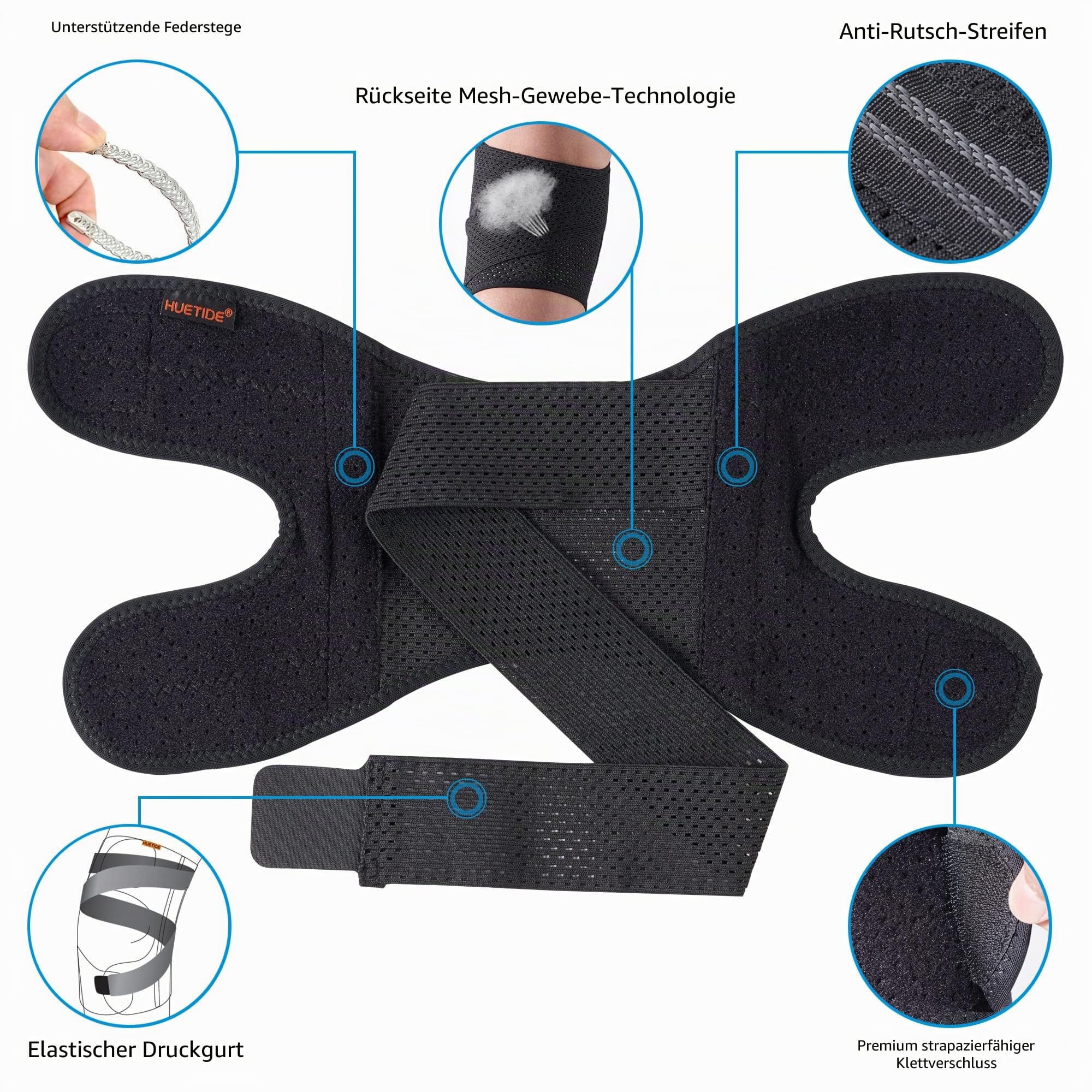 Patella-Kniebandage, Kniebandage für Damen und Herren, Knieschmerzlinderung, verstellbare Kniebandage für Arthritis, Laufen, Meniskusriss, Gelenkschmerzen, Wandern, Tennisverletzungen, Sport (groß)