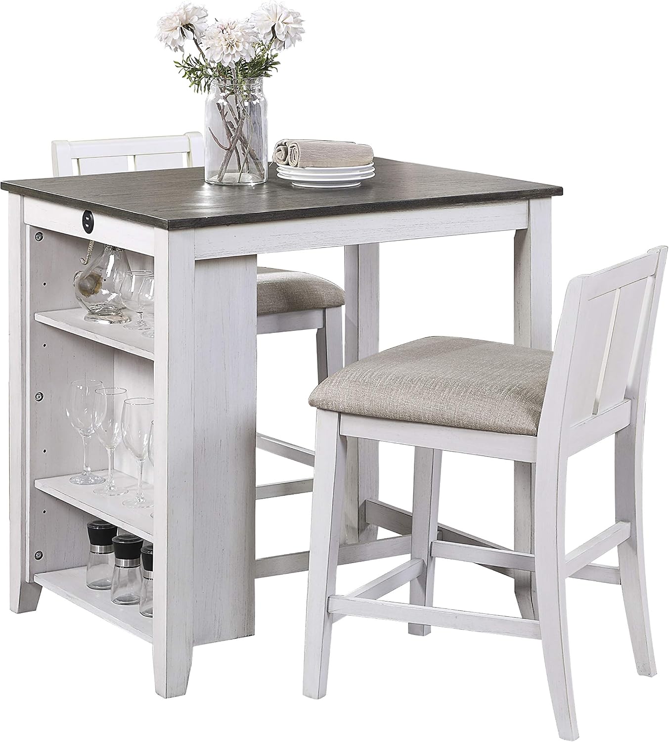 Lexicon Vague 3-Piece Pack Counter Height Set, Gray/White