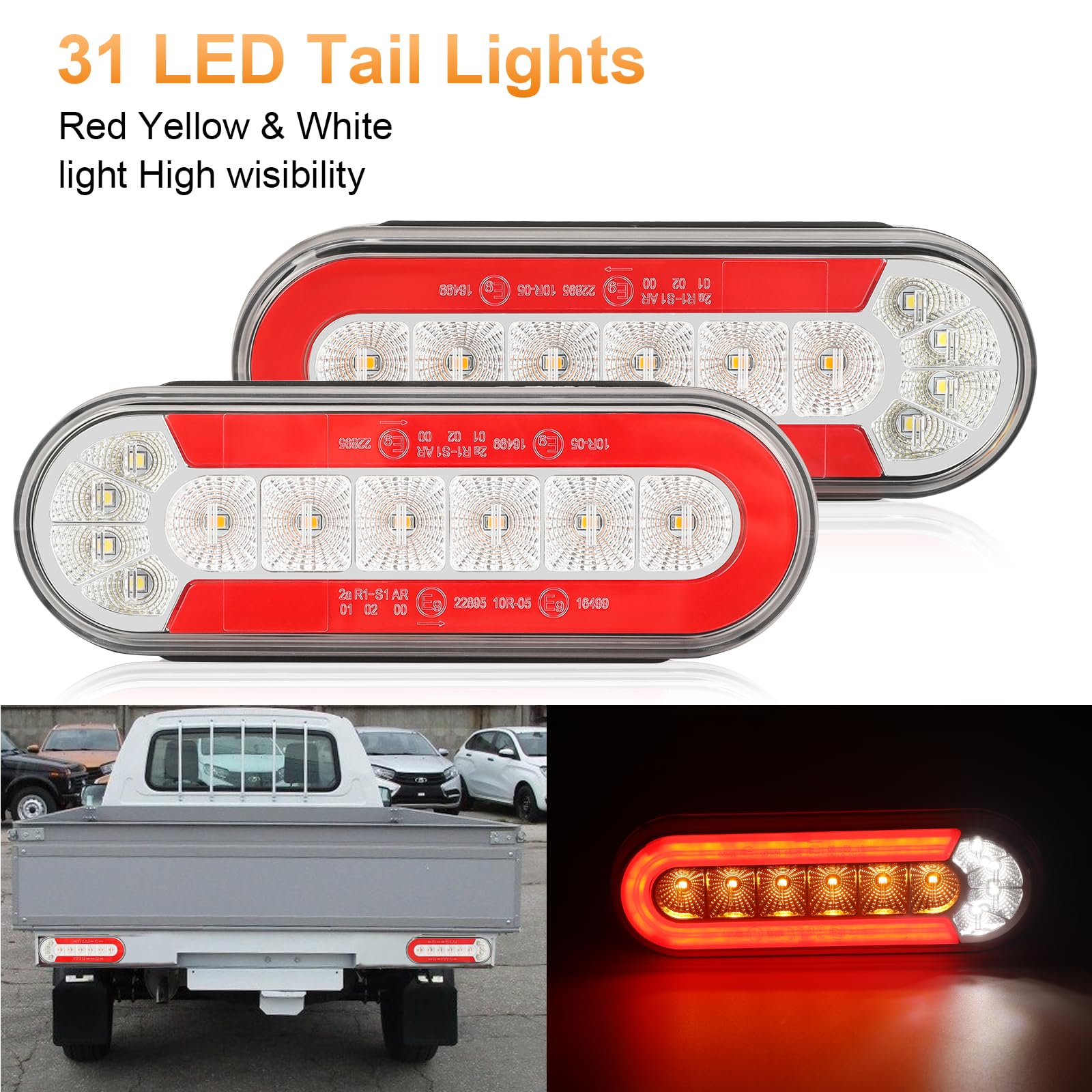 AOHEWEI Luces Traseras LED para Remolques 12/24V, 2 Piezas Impermeables con Luz de Frenos, Posición, Intermitente Dinámico y Marcha Atrás para Autocaravanas, Caravanas, Tractores, Furgonetas