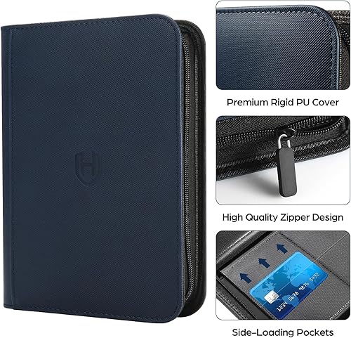 Miniatura 2 de Carpeta de tarjetas con 4 bolsillos con cremallera, 288 bolsillos con tarjetero para tarjetas, carpeta de carpeta de poliuretano de alta calidad,