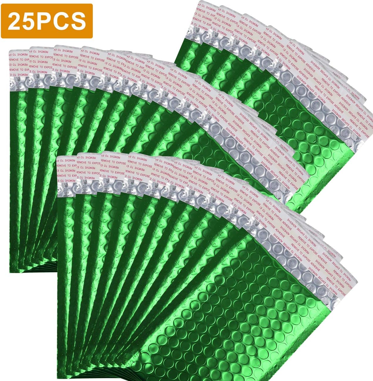 Small Size Metallic Matte Green Bubble Mailers Mailing Padded Envelopes- Self-Seal Closure Bubble Shipping Bag 4x8 Inch- Pack of 25