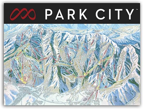 The Canyons Ski Resort Trail Map Park City Ski Resort Trail Map Poster Framed Or Unframed (24"X18" Framed) :  Amazon.co.uk: Home & Kitchen
