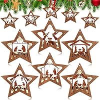Vista 11 de Bucherry 6 Piezas Adornos de Escena de Natividad Navideña de Madera al Por Mayor, Adornos Cristianos Religiosos de Jesús 2025 para Árbol de Navidad