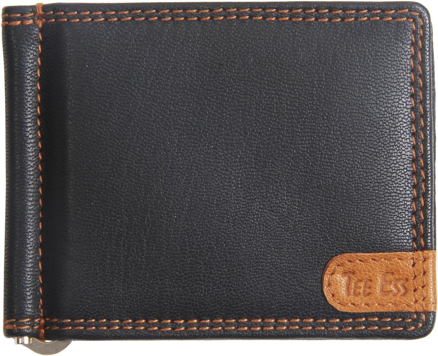 Genuine Leather Money Clip Men Brown Wallet, Purse, Unisex Wallet (Black Tan)