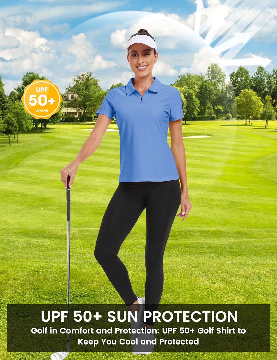 MoFiz Women's Golf Polo Shirt Short Sleeve UPF 50+ Collared 1/4 Zip Tennis Tops Quick-Dry Lightweight Cooling Athletic Shirt - Image 6