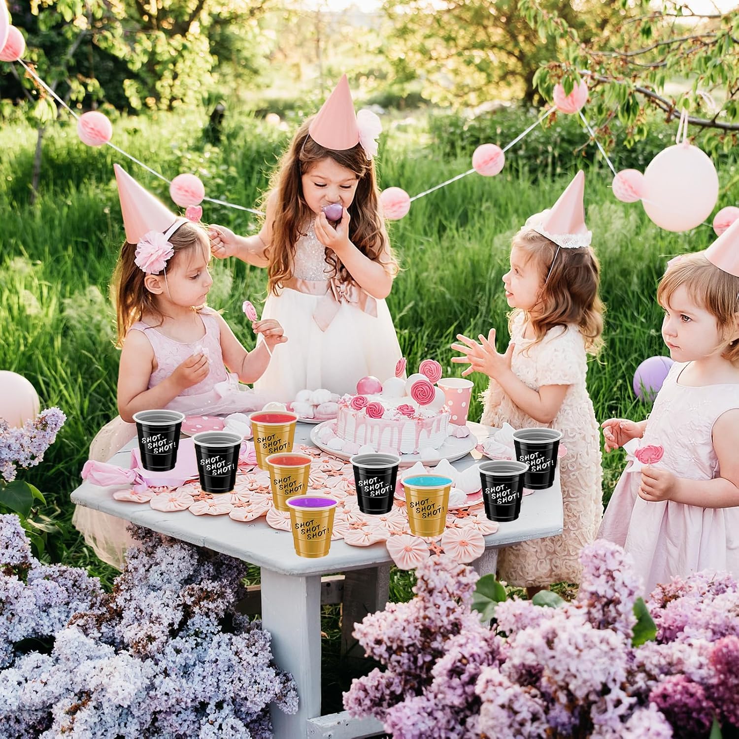 120 pcs Black And Gold Shot Glasses 2 oz Black Gold Plastic Shot Cups Happy New Year shot glasses for drinking Tastings served Snacks Jello Tastings and Samples - Image 7