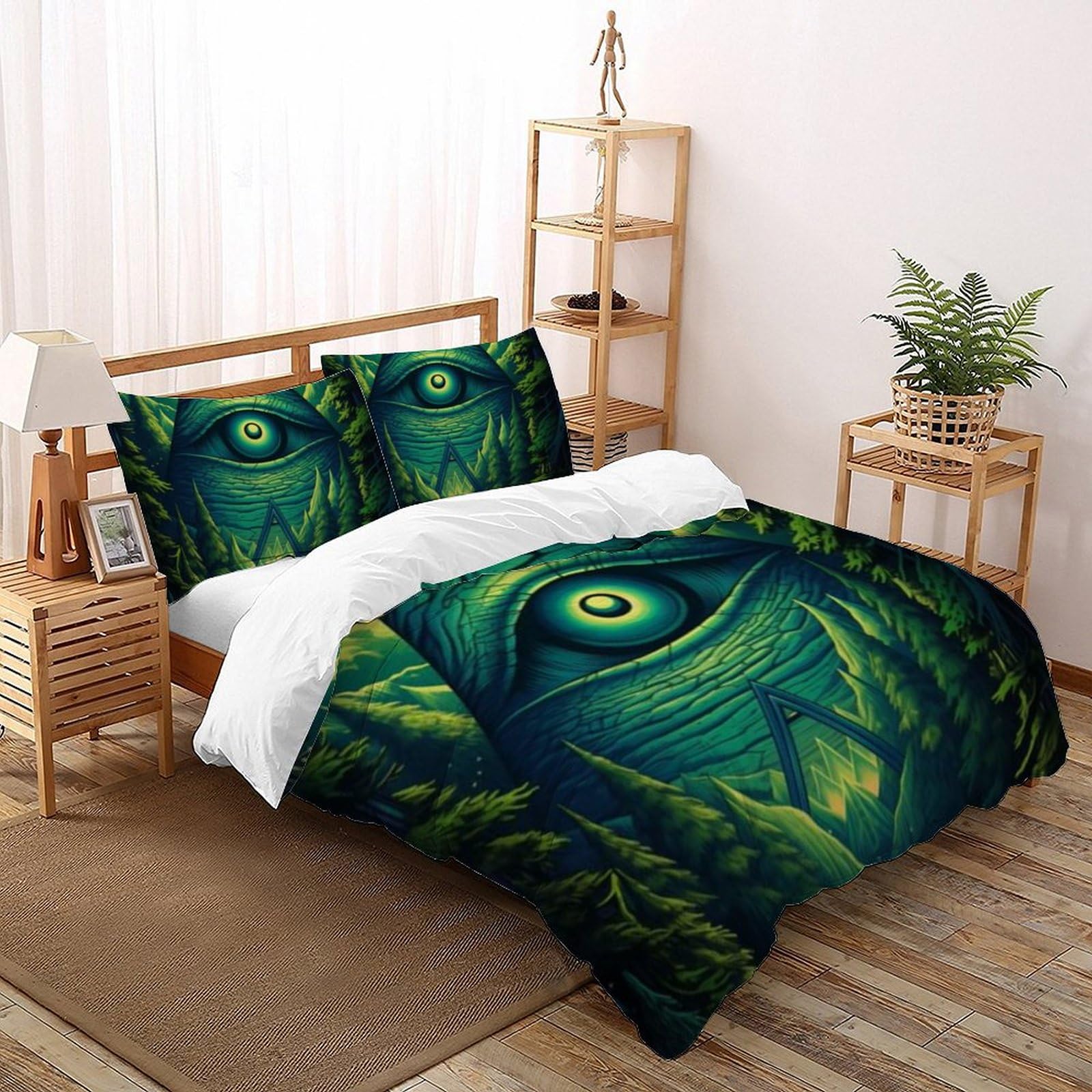 Housse de couette 260x220 microfibre imprimée totem 3D mystérieux avec parure de lit et taies