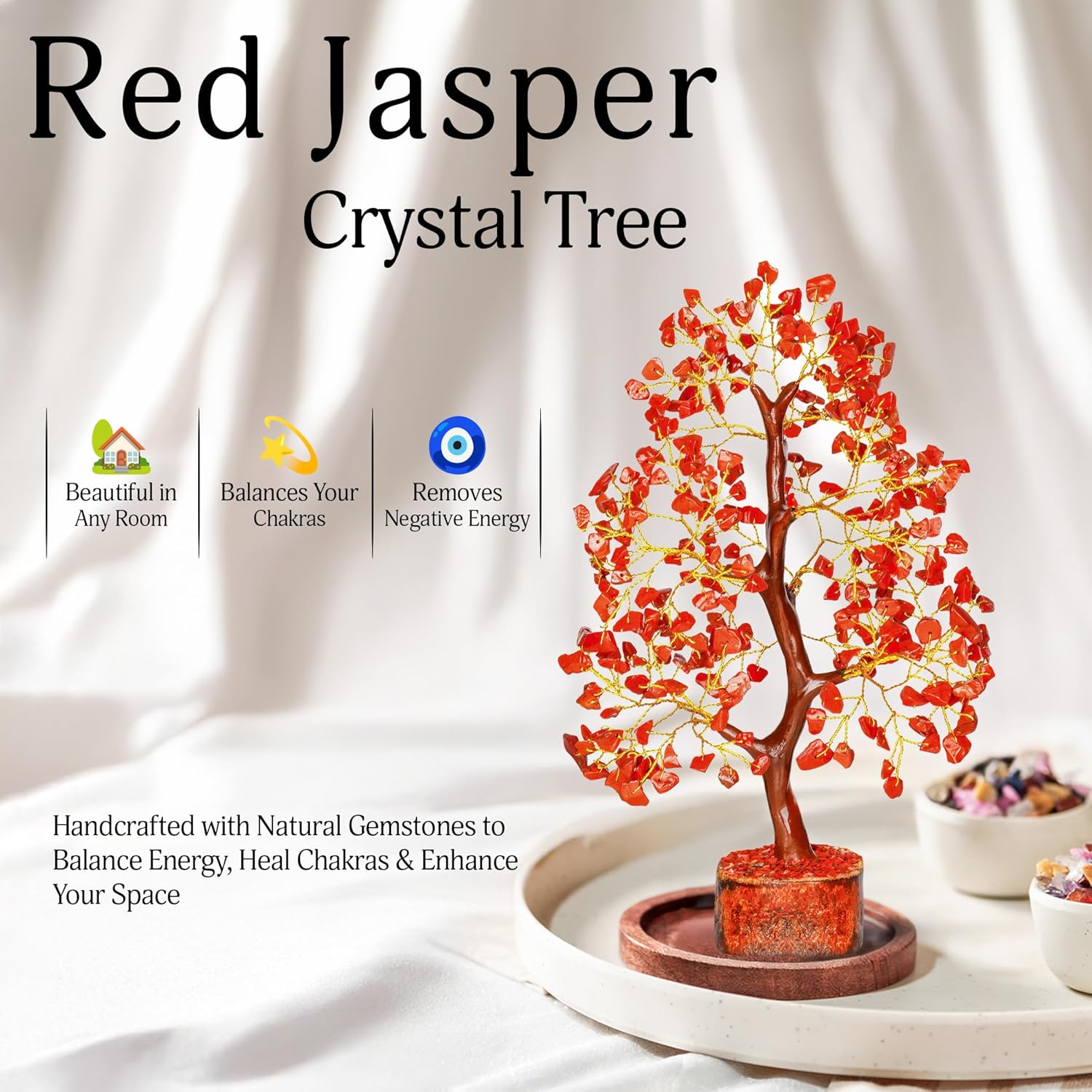YATSKIA Red Jasper Crystals - Crystal Tree of Life - Gemstone Tree - Spiritual Items - Meditation Room Decor - Spiritual Decor - Reiki Gifts - Good Luck Charms - Metaphysical Gifts - Image 5