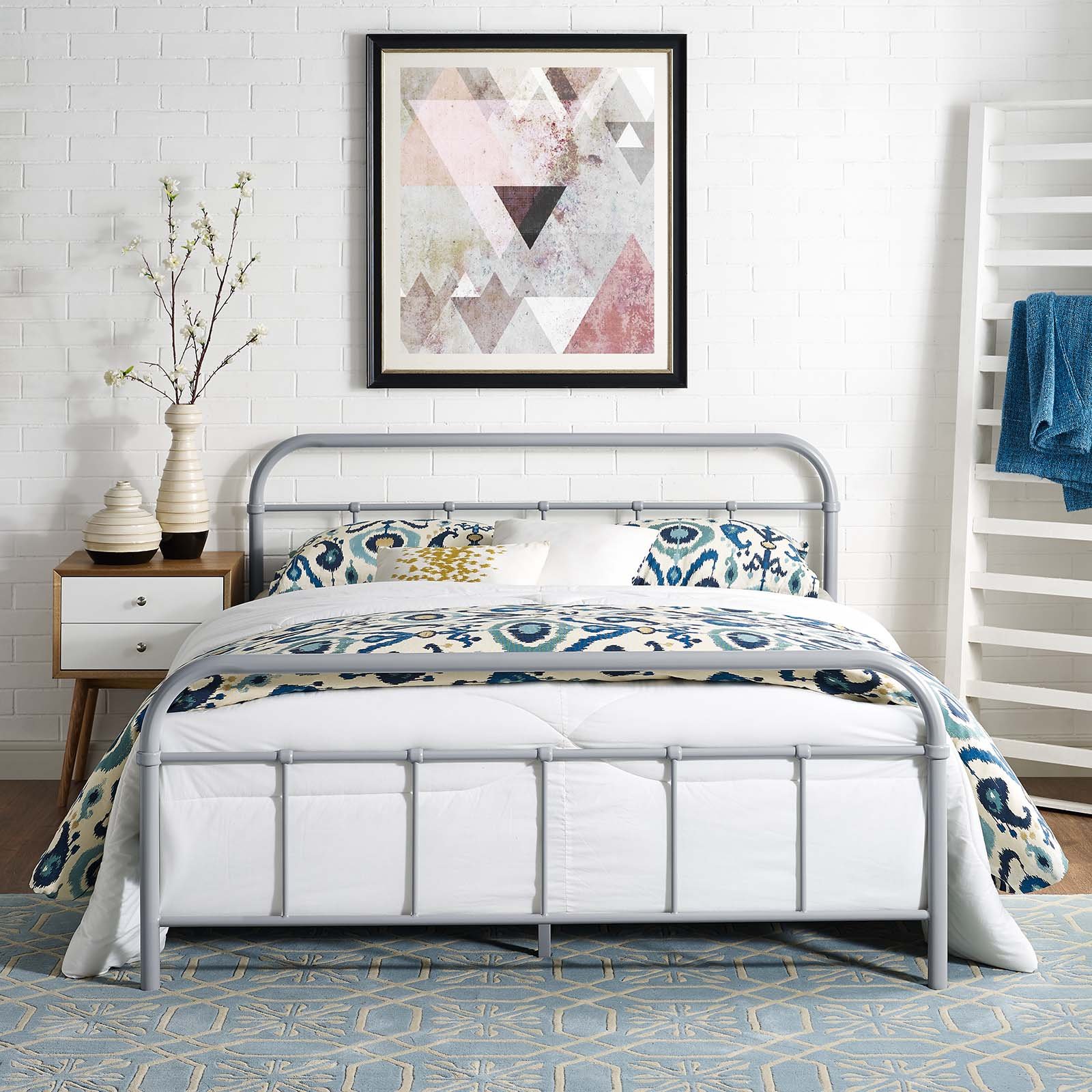 Amazon.com: Modway Maisie Steel Metal Farmhouse Platform Queen Bed