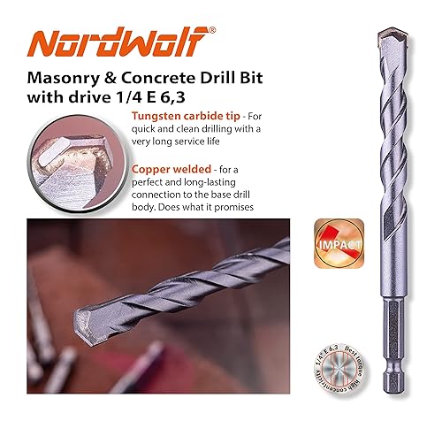 Miniatura 3 de Juego de brocas métricas para mampostería de 9 piezas, punta de carburo con vástago hexagonal de 14 pulgadas para hormigón, ladrillo, bloque y