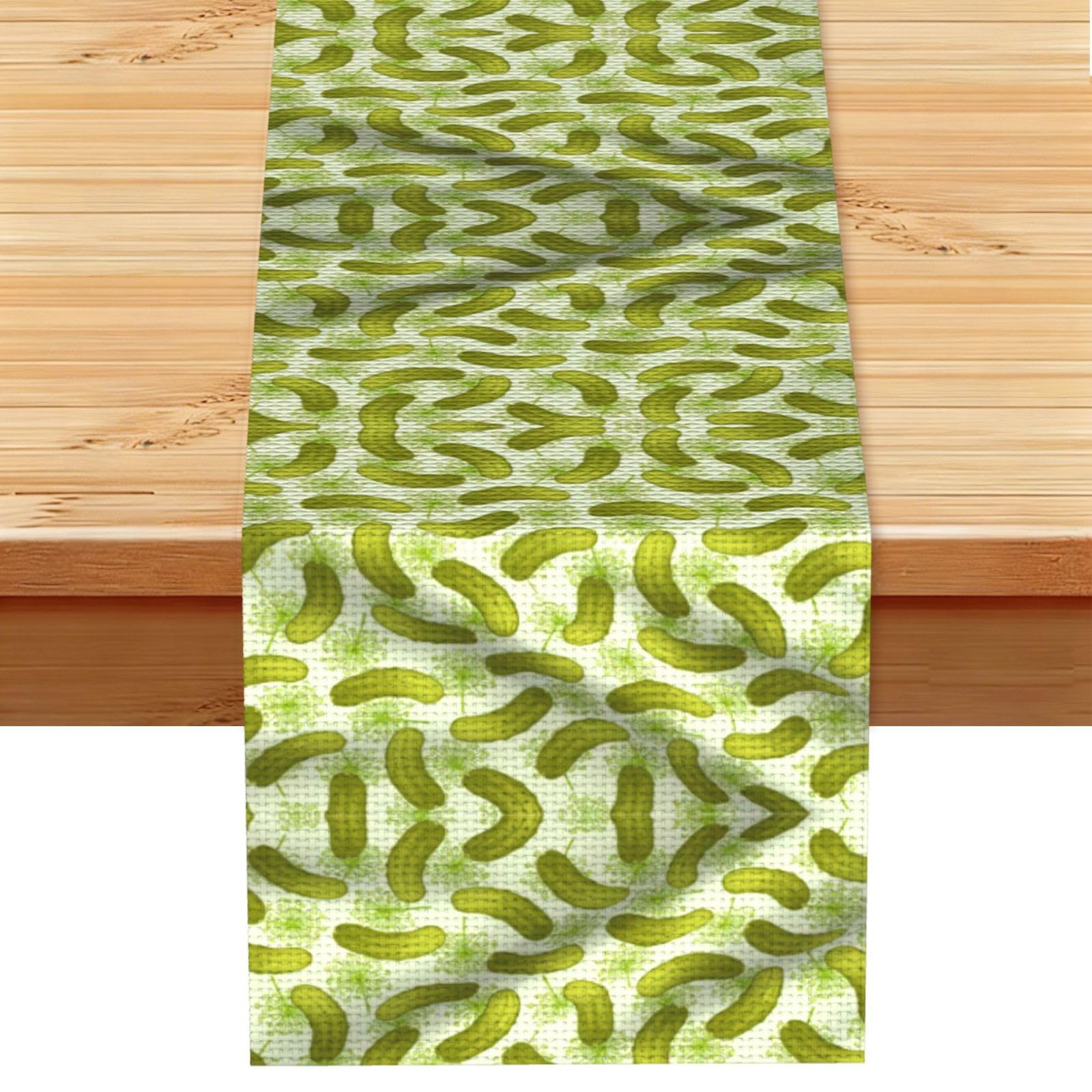 Sushi Dill Pickles Printed Dining Table Runner 13x72 Inch, Non-Fading Decor for Kitchen Dresser Fireplace Mantel