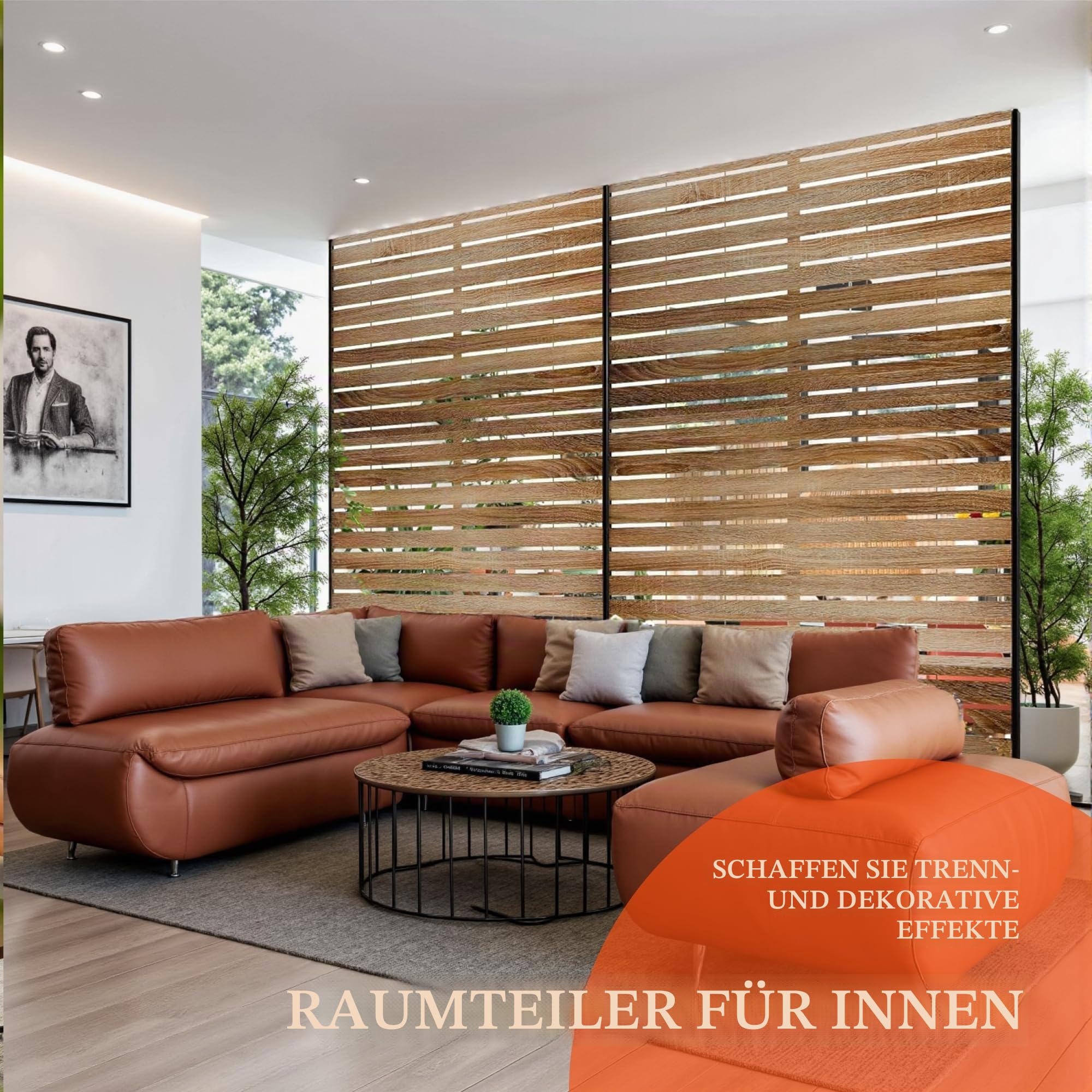 Paravent Raumteiler mit Ständer 182x120cm, Verzinkter Stahl Gartensichtschutz, Dekorativer Trennwand Sichtschutz Raumteiler für den Außenbereich, Hinterhof, Balkon, Terrasse, Garten, A