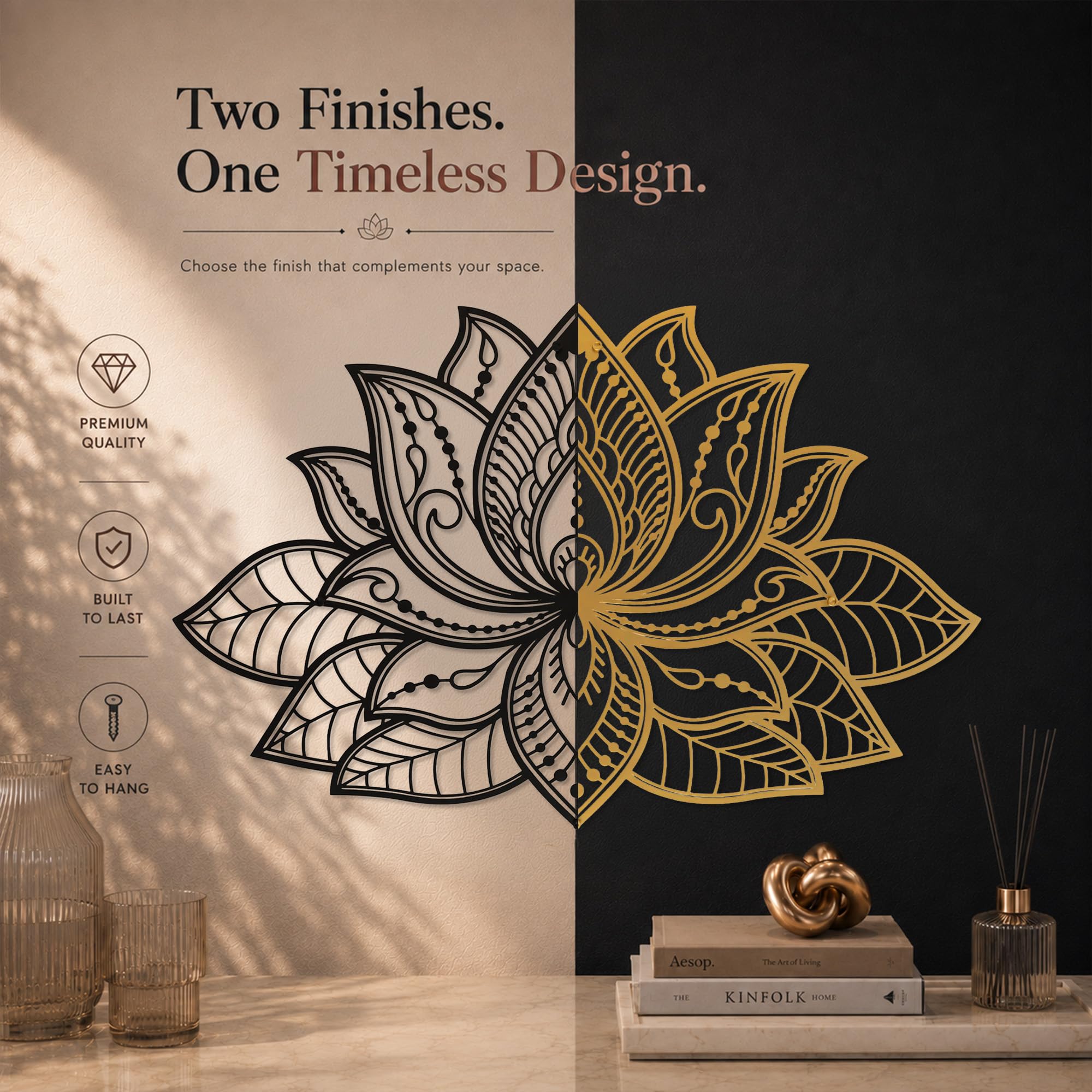 Mandala Wall Decor - Lotus Flower Metal Art -7
