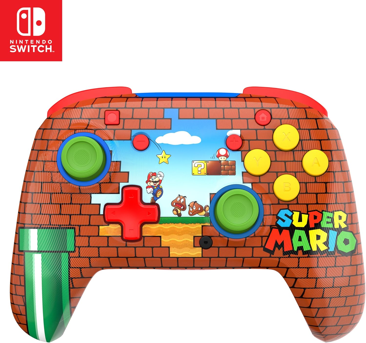 Turtle Beach Rematch Mario Bricks Controller da gaming wireless per Nintendo Switch. Funziona anche con Nintendo Switch 2 - Pulsante C non disponibile.