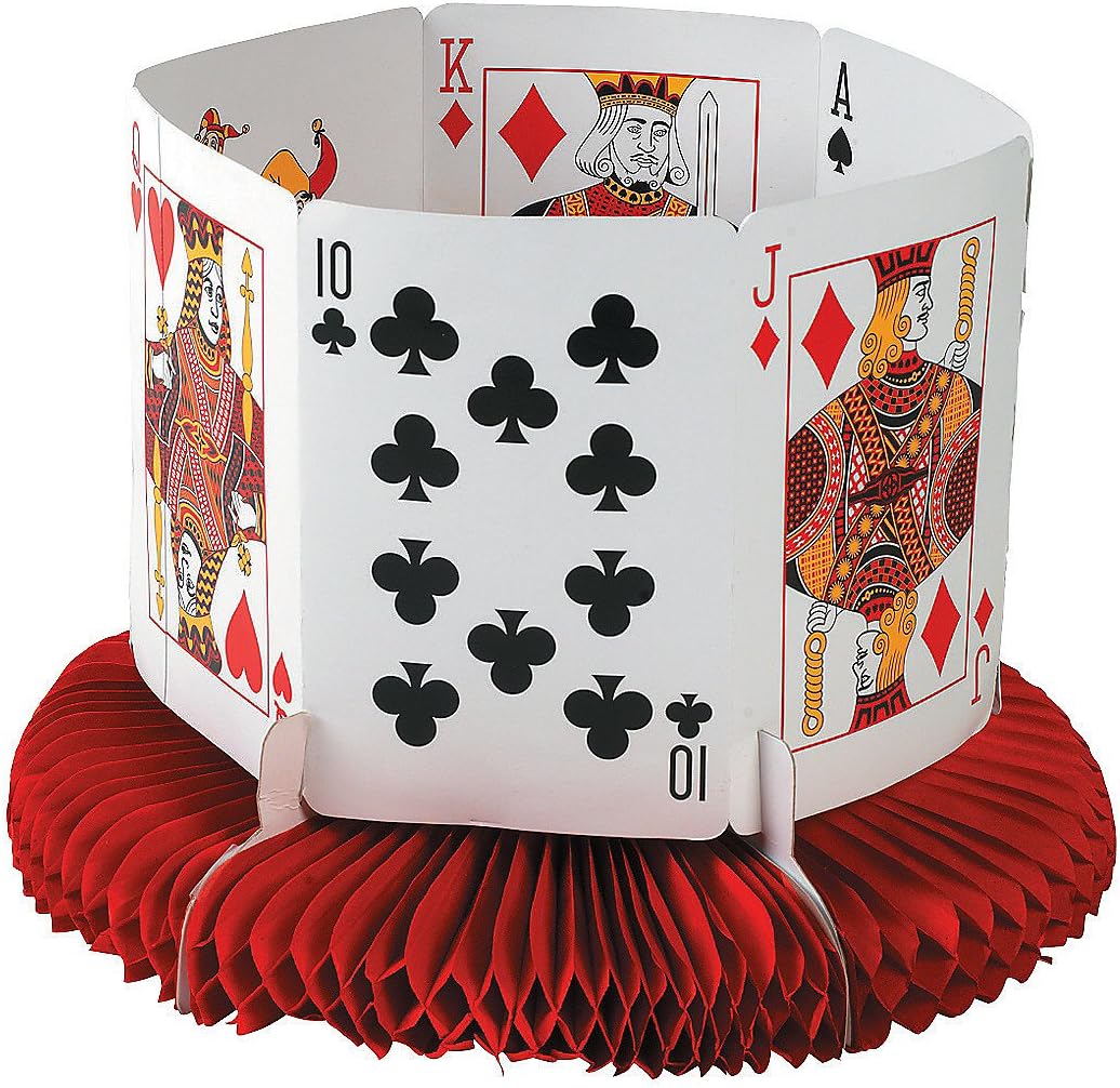 Casino Playing Cards Centerpiece - Poker Night and Party Decor