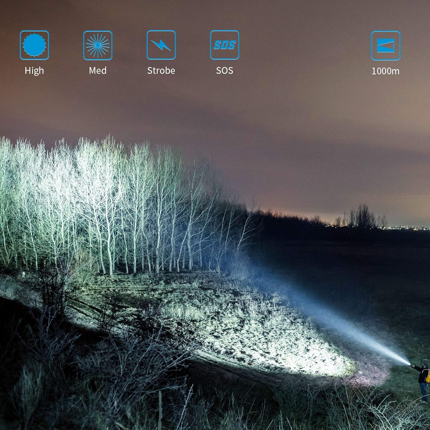 Flashlight Rechargeable Heavy Duty Water Resistant Included Image