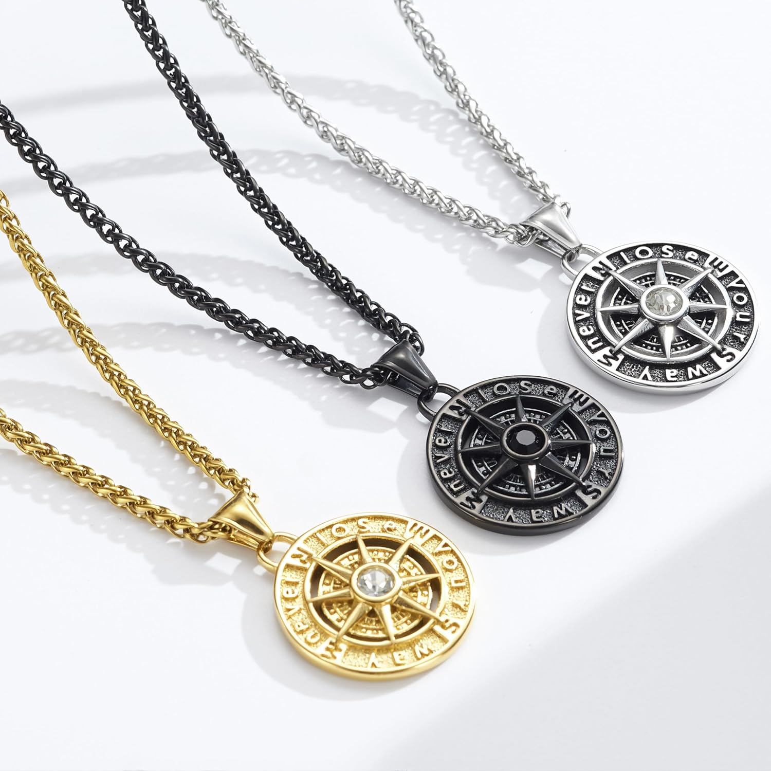 Compass Pendant Stainless Steel Navigator Compass Necklace for Men's Graduation Jewelry Gifts