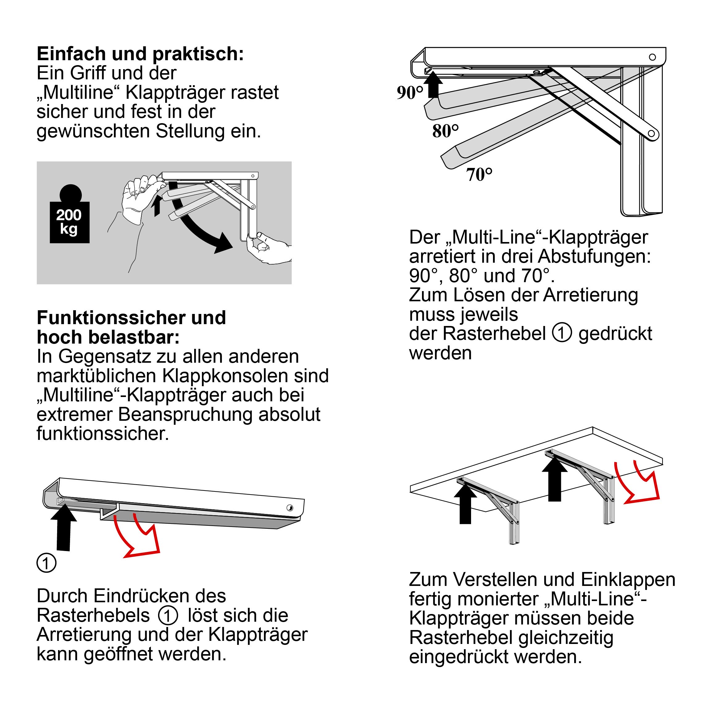 VORMANN Soporte plegable, consola plegable, soporte de estantería Multiline, ajustable, inoxidable, 2 piezas, fabricado en Alemania (400 x 270)