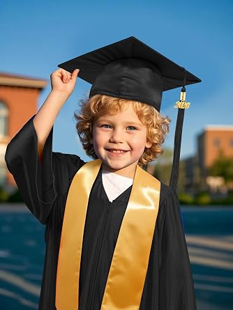 SOMSOC 4 Pieces Kindergarten Graduation Cap and Gown Set for Preschool Nursery Kids Graduation Stole Gown with 2026 Tassel
