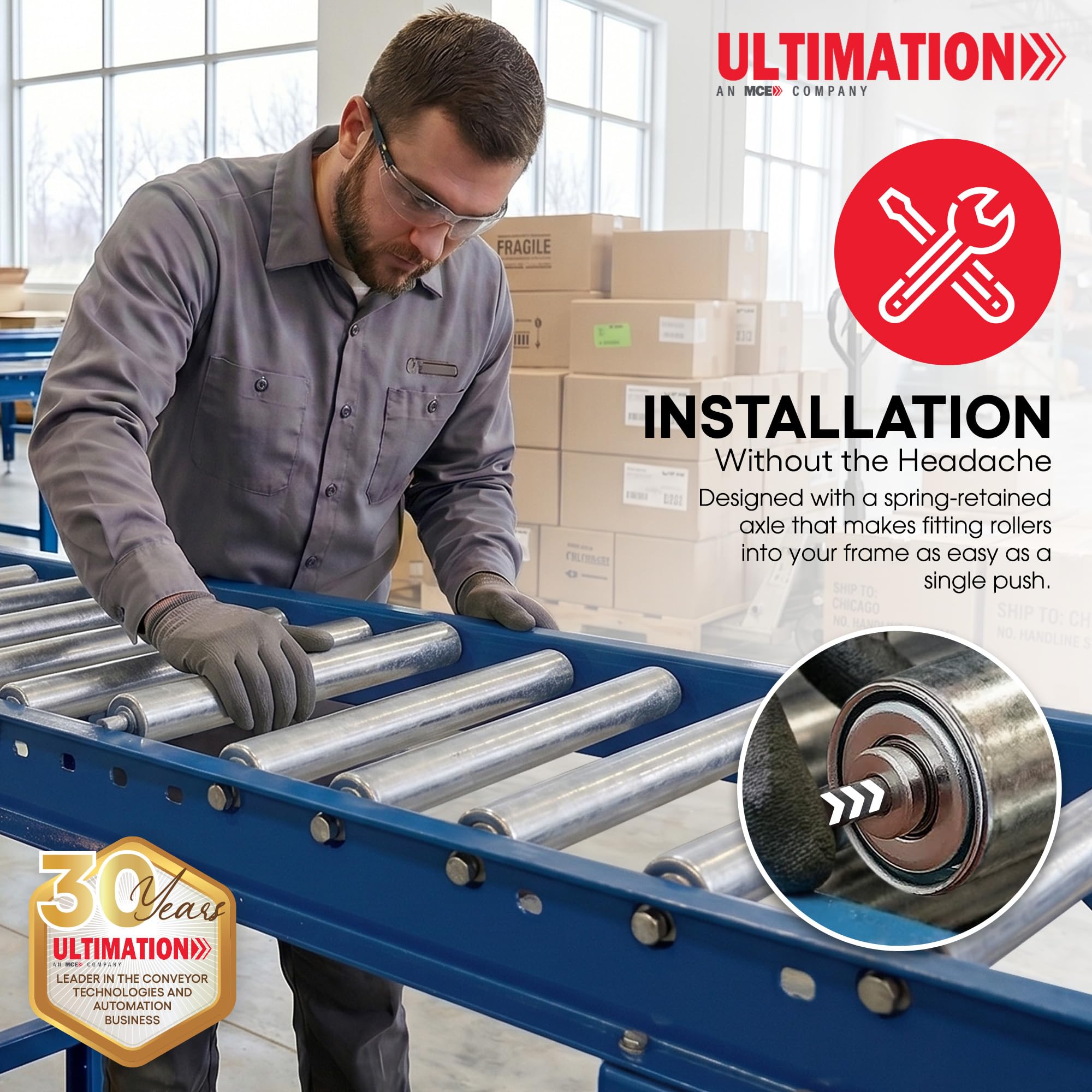 Ultimation Conveyor Rollers Galvanized Steel Replacement, 18 Ga. 22"|5 Pack — Amazon image 3