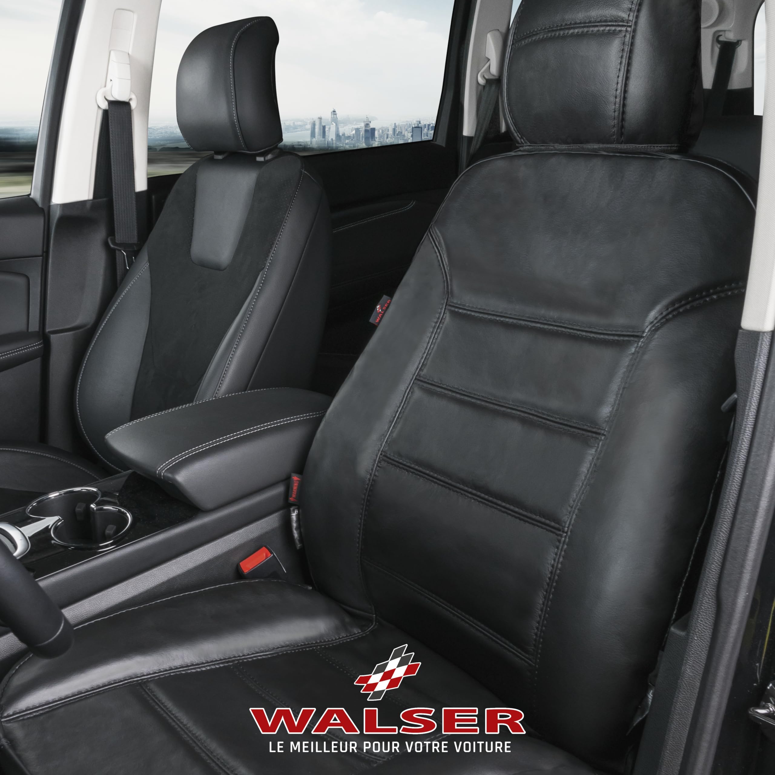 Walser Housse de Protection pour Voiture Billy en Cuir véritable, protège-siège de Voiture, Housse de siège en Cuir véritable en Taille Beige 19636
