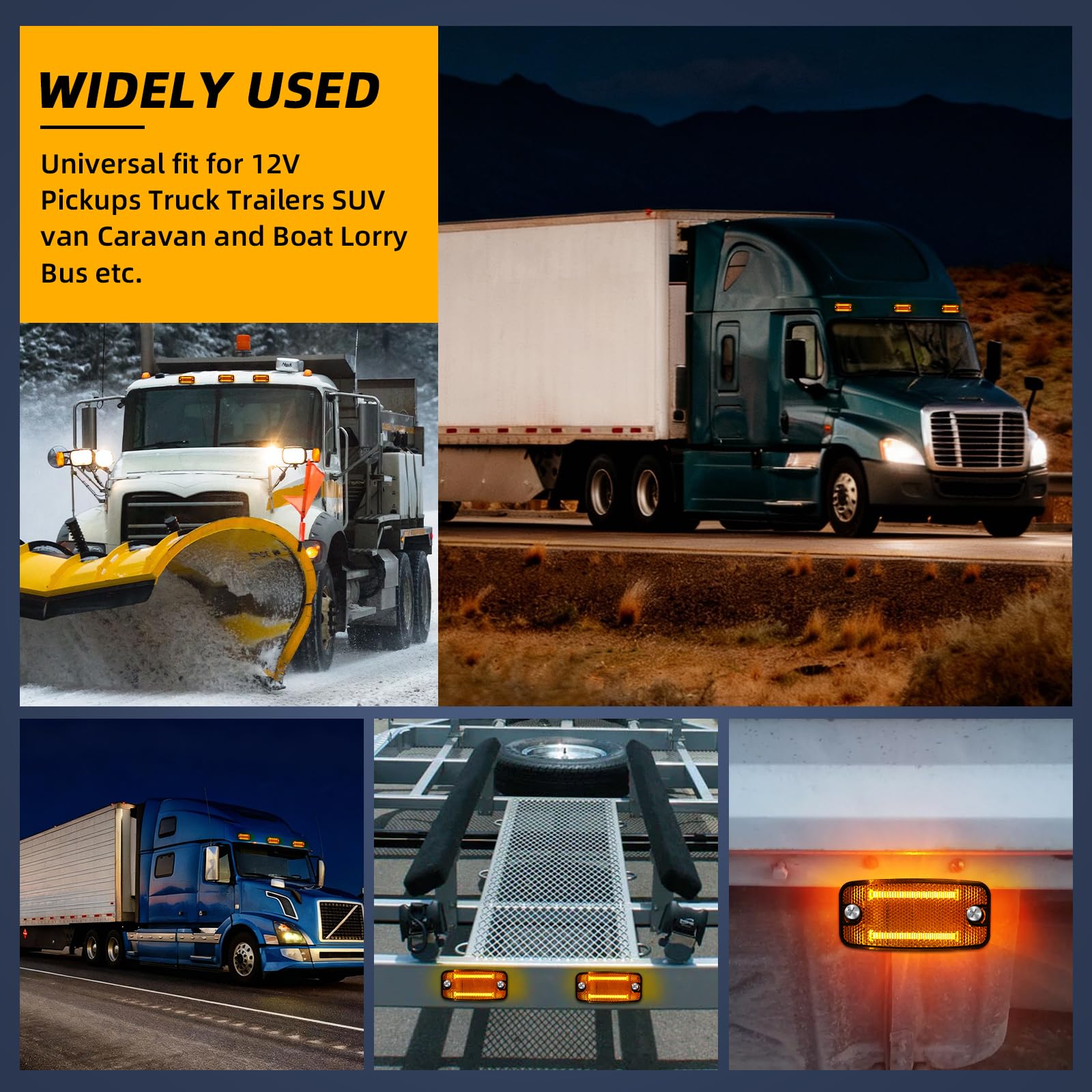 6x Amber LED Seitenmarkierungsleuchten Set – 12V/24V, ECE R91/R148 Zertifiziert, IP67 Wasserdicht – für Anhänger, LKW, Wohnwagen, Landmaschinen