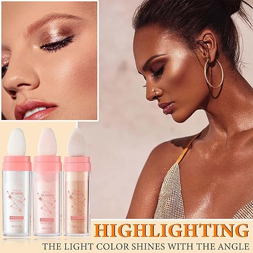 Miniatura 2 de 3 piezas de polvo de hadas, colorete facial de hadas, colorete facial para palmaditas en polvo de hadas, maquillaje natural que ilumina el cuerpo