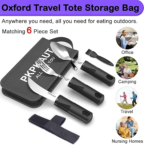 Miniatura 6 de Utensilios adaptativos para pacientes con Parkinson ancianos, utensilios con peso para temblores de manos, utensilios para comer Parkinsons para