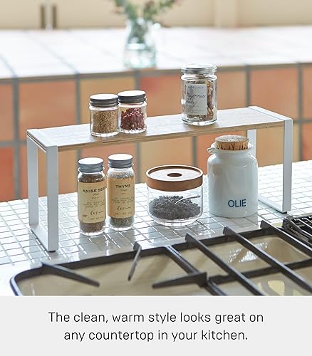 Miniatura 6 de Yamazaki Home Tosca Estante de cocina - Organizador de estante de almacenamiento de mostrador - Acero + madera -