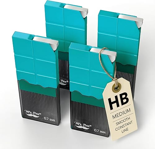 Mr. Pen - Recambios de plomo de 0,7 mm, HB, medio, 480 piezas (120 piezas por tubo), recambios de plomo de 0,7 mm