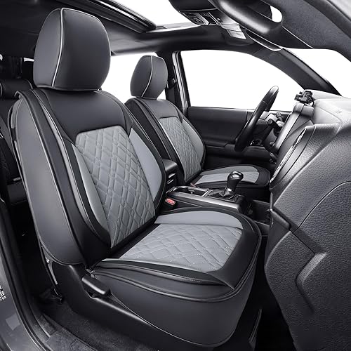 Vista 35 de LUCKYMAN CLUB Juego completo de fundas de asiento F150 J03-Q3 con piel sintética impermeable, para Ford F150 2015-2025 y F250 F350 F450 2017-2025