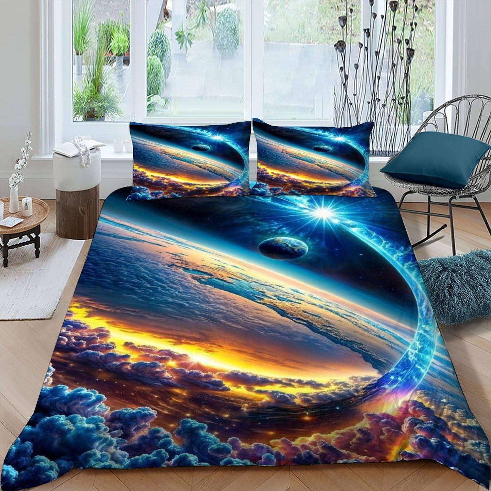 Housse de couette Cosmos terrestre 3 pièces pour sublimer une chambre d'enfant