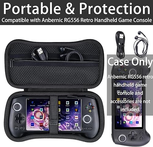 Vista 3 de khanka Funda de viaje rígida de repuesto para consola de juegos de mano retro Anbernic RG556, solo funda.