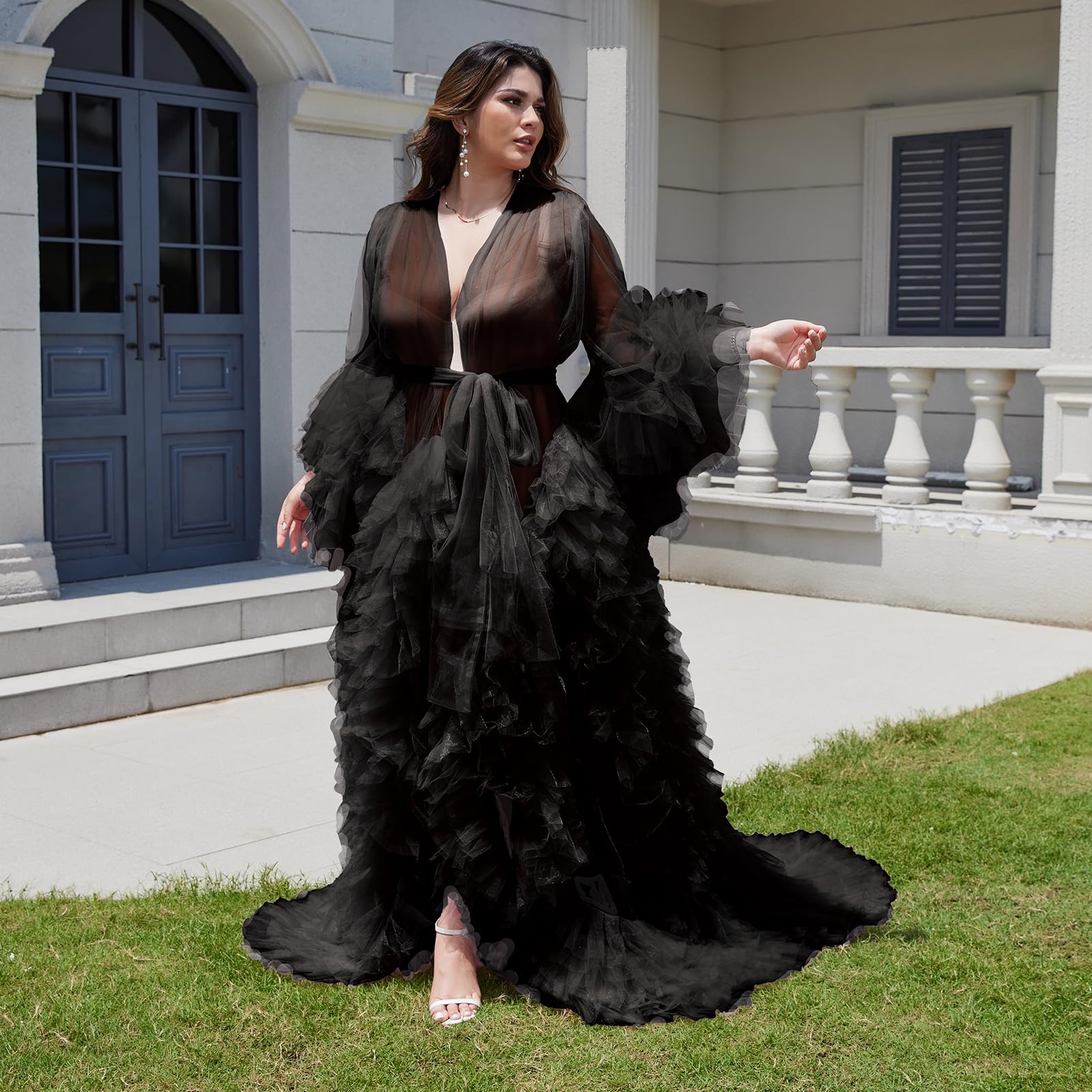 Robe de maternité en tulle pour femme - Kimono - Perspective - Photographie pour fête prénatale