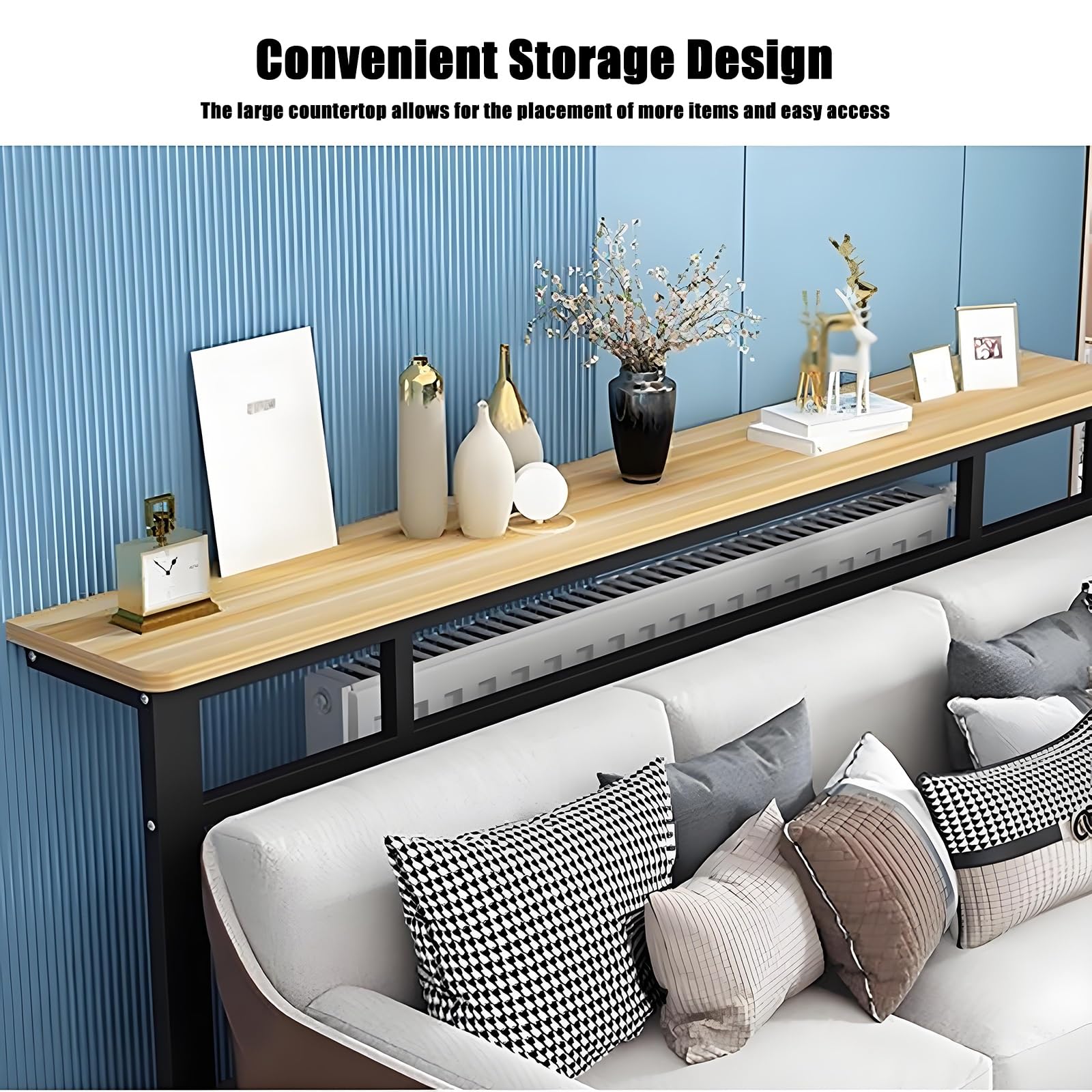 Estantería sobre radiador - Mesa Auxiliar Larga para recibidor, Ideal para salón, Dormitorio u Oficina. Se Adapta detrás del sofá. Solución Decorativa para calefacción.