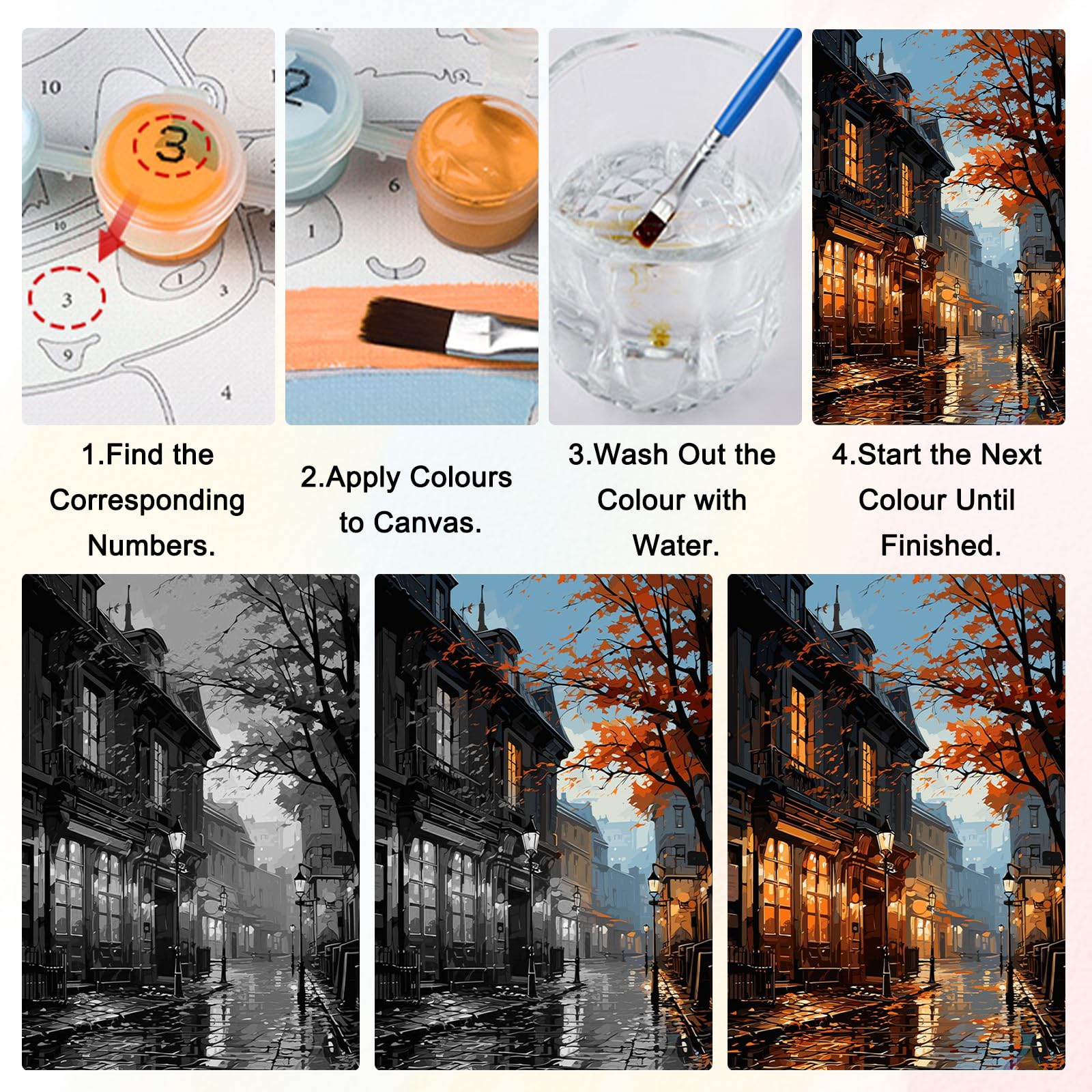 Kit Peinture Par Numéros Paysage 30x40cm Pour Adultes Débutants, Acrylique Sur Toile