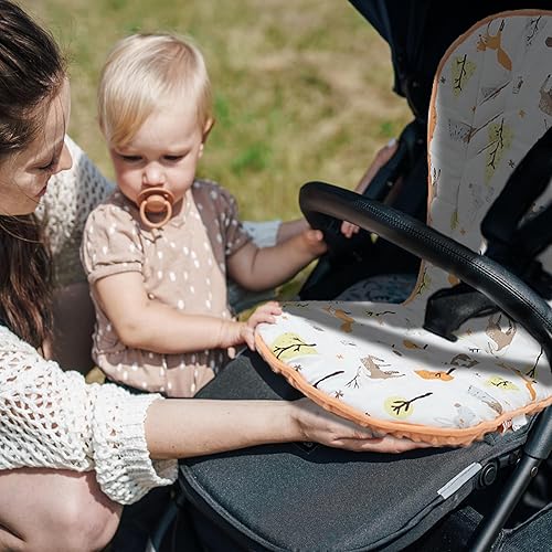 Miniatura 7 de Cojín para cochecito de bebé, suave Minky punteado e impreso, reversible, universal, transpirable y suave, inserto de asiento de automóvil infantil