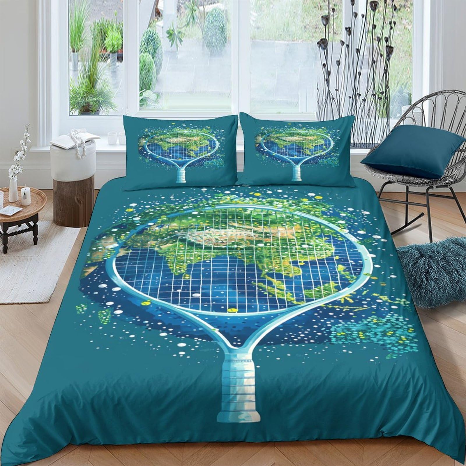 Ctjqhvkz Style-6 3D Printed Earth Map Fitted Sheet Microfiber Soft Breathable Blue World Globe Bed Cover For Bedroom Dorm Mattress Decoration Single（135X200cm）