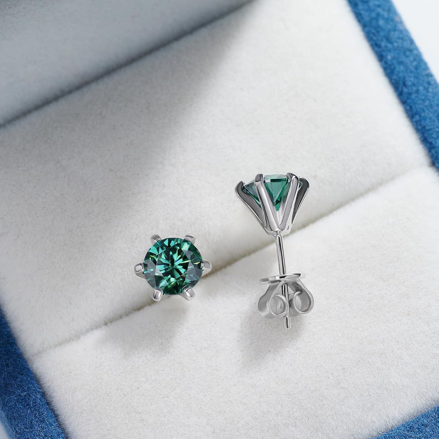 GIGAJEWE Moissanite Stud Earring Round Cut Total 2.0ct,18K White Gold Plated Silver Earring for Women Men… - Image 5