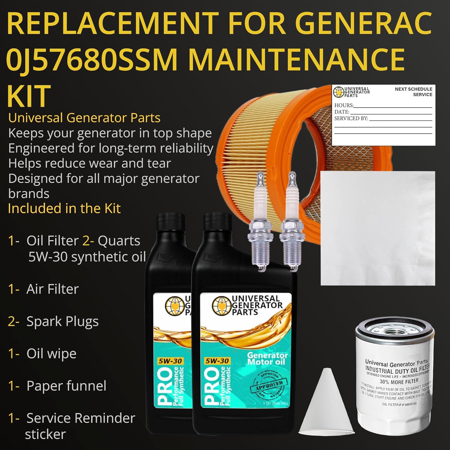 Universal Generator Part Replacement for Generac 0J57680SSM 20kW Service Maintenance Kit