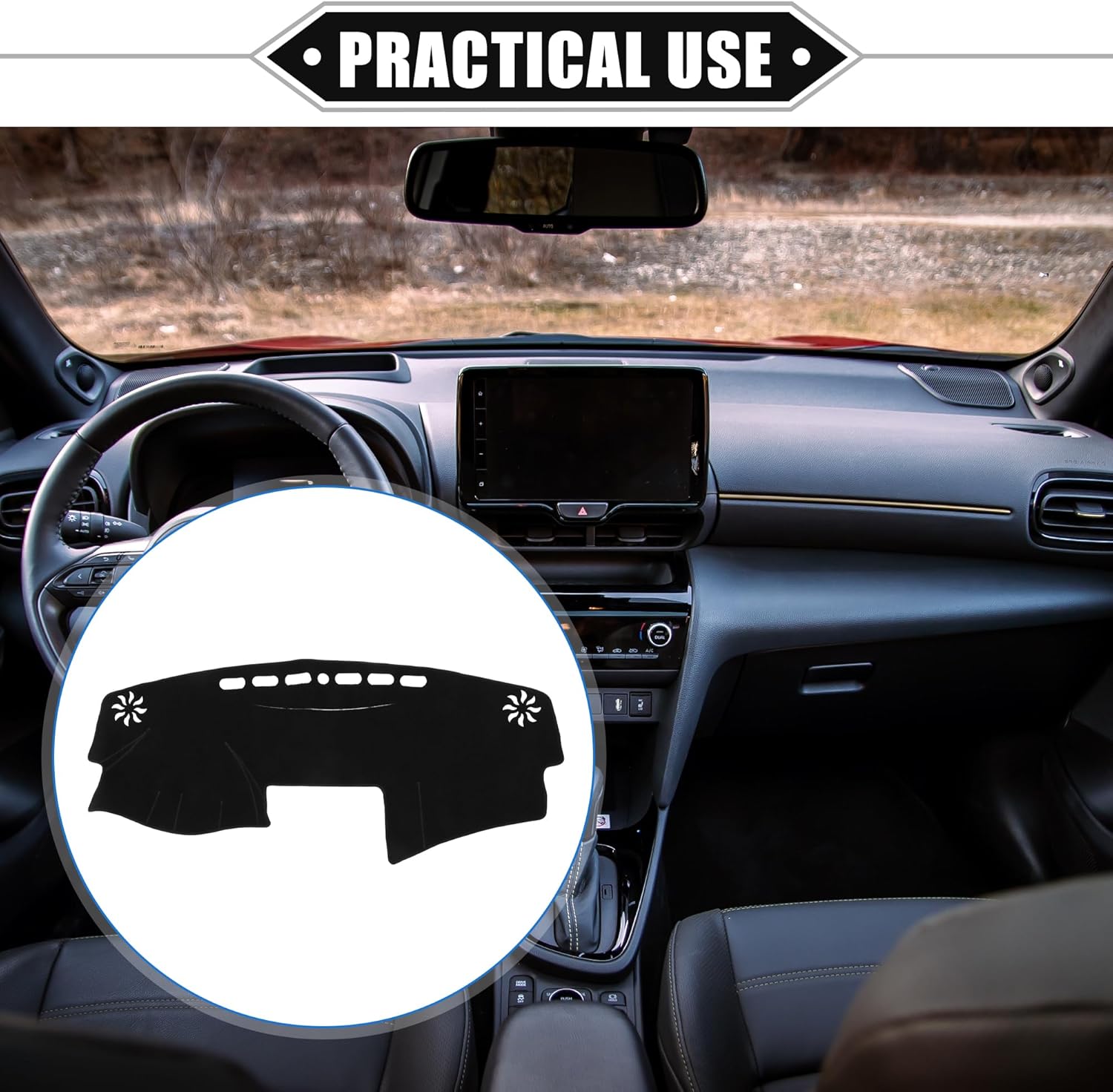 Dashboard Cover Compatible for Toyota Camry 2007-2011, Non-Slip Polyester Black Dash Cover Mat Dash Board Protector Cover