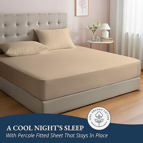 Miniatura 5 de Lane Linen - Sábana bajera individual XL 100% algodón orgánico y 1 funda de almohada, tejido de percal suave, transpirable, apta para colchones de