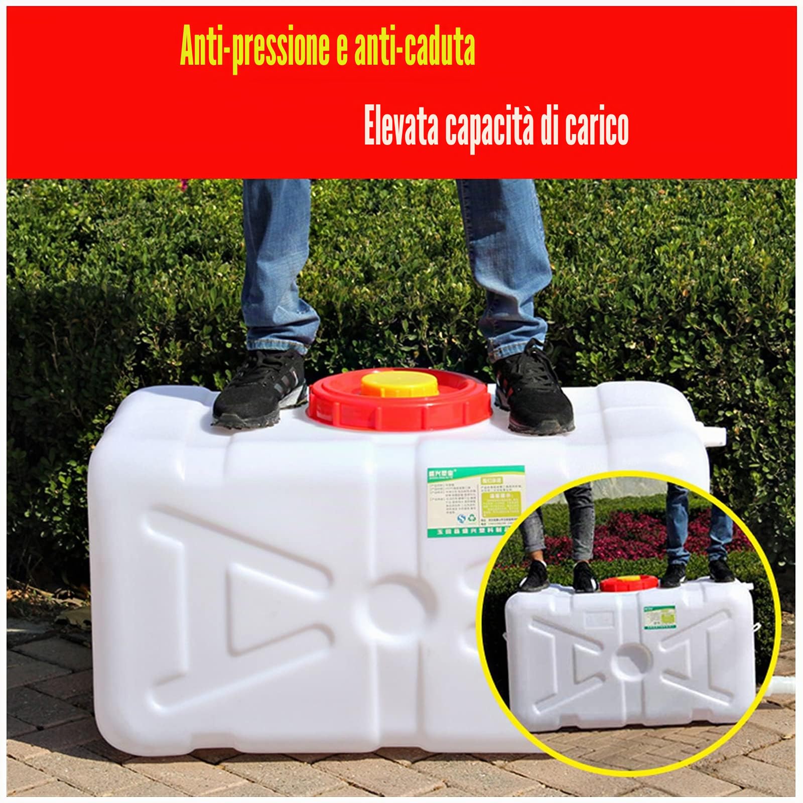 Tanica per acqua Home Storage Secchio In Plastica 25L/30L/45L/75L/110L/155L/200L，Bianca Campeggio Escursionismo Deposito D'acqua Secchiello，Acqua Potabile Auto Secchiello，Serbatoio Per Acqua(Size:25L)