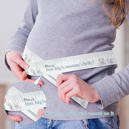 Miniatura 10 de 2 rollos de cinta métrica para baby shower, de 2 pulgadas x 150 pies, cinta métrica de juego de vientre para baby shower, recuerdos y suministros de