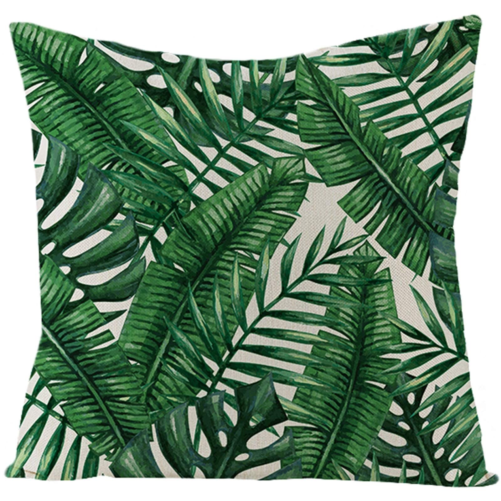 Ehomery Style 13 Throw Pillow Covers Neutral Cushion Covers Microfiber Banana Leaf Pattern Silk Throw Pillow Covers Jumbo Couch Pillow Covers Couch Cushion Covers For Sectional Green 16X16 Inches