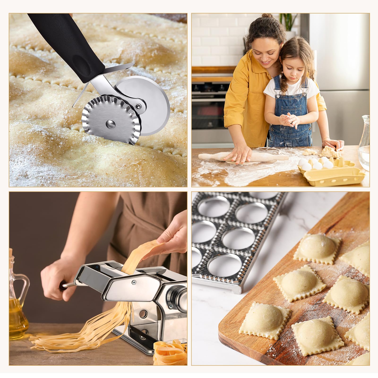 Juego de 5 herramientas para hacer pasta, máquina para hacer pasta, 12 agujeros, máquina para raviolis, secadora de fideos, estante colgante de acero inoxidable, cortador de pastelería,